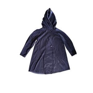 Mycra Pac Reversible Gray Nickel/Black Coat Pleated Hood Rain Jacket Size S/M